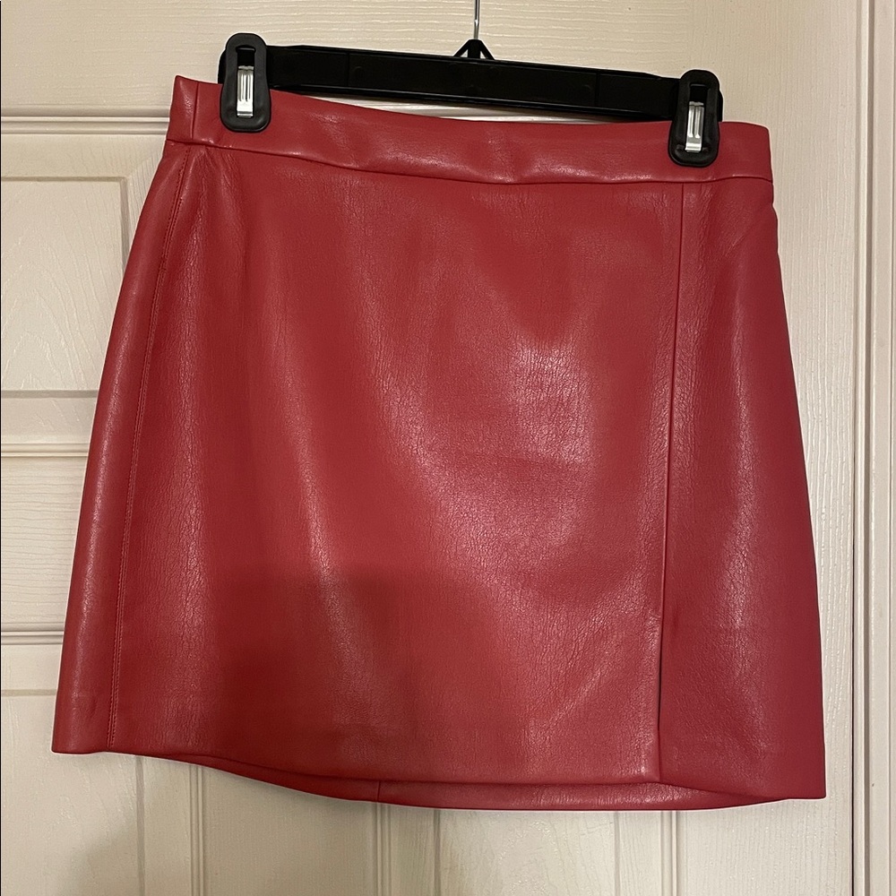 Aritzia Pink/Red Leather Mini Skirt